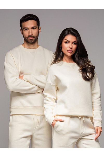 OMBRE Klassisches Unisex-Sweatshirt mit Rundhalsausschnitt - creme V2 OU-SNBC-0104 XL/XXL