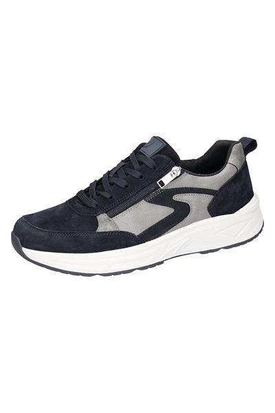 Waldläufer Herren Low Sneaker H-hack Low Top 738002 103 Grau 194 Grau Notte Leder Mit Eva & Herausnehmbar