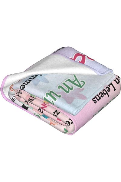 BOLD Pink fluffy patterned blanket made of soft flannel for bed, 130 x 150 cm, Bold