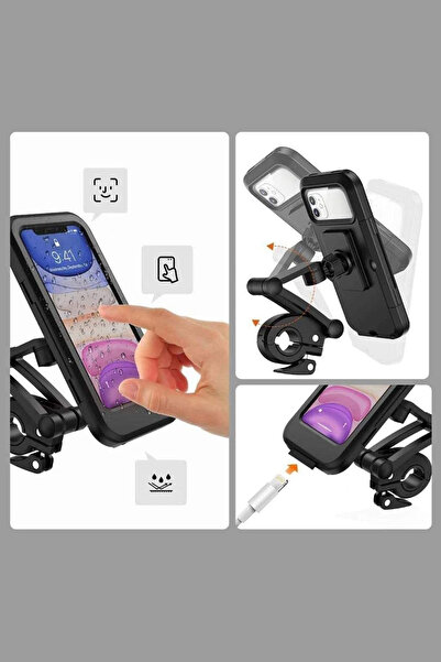 Techmaster Motorsiklet Bisiklet Atv Manyetik Su Geçirmez 360° 5-7 inç Telefon Tutucu Tutacağı M3
