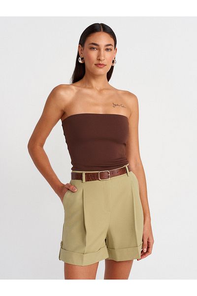 Dilvin 21103 Strapless Top-Light Brown