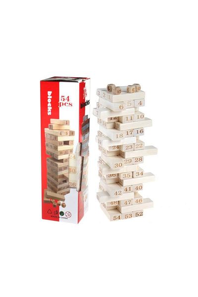 rexa 54 Pcs Wooden Stacking Blocks Game – Classic Tower Game for Kids & Family Fun, 29cm Height