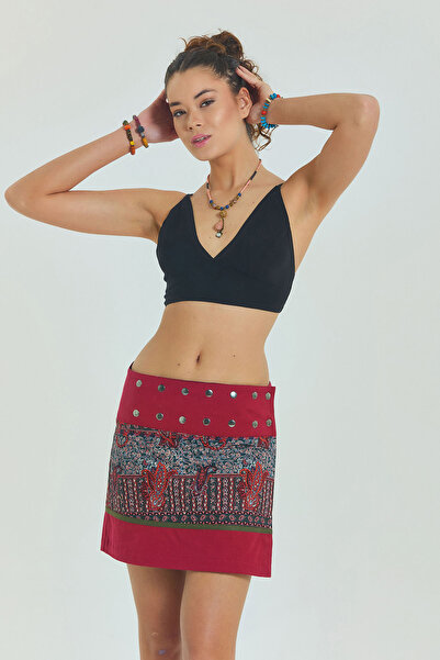 Los banditos Çıtçıt Kapamalı Patchwork Anvelop Mini Etek