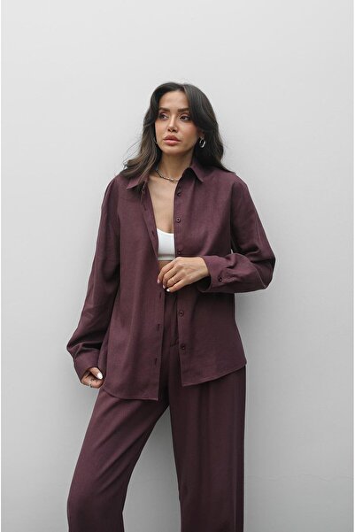 Havoş Burgundy Sinius Linen Shirt