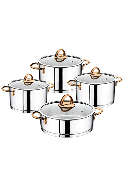 Newsevinç Ev Tekstili طقم أواني طهي من الفولاذ المقاوم للصدأ مكون من 8 قطع