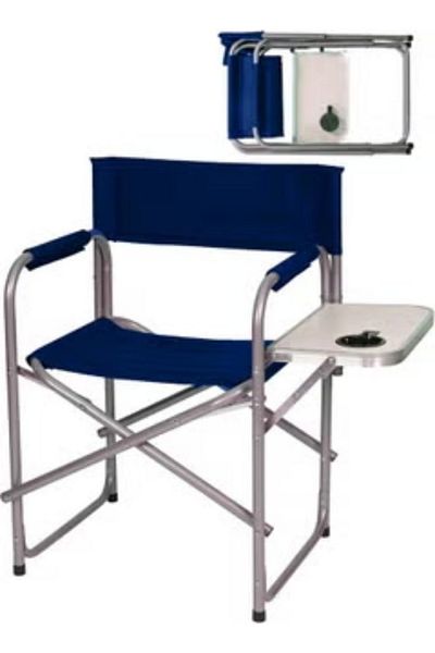 Generic Folding Chair with Storage Pocket and Side Table with 2 Cup Holes for Camping and Hiking
