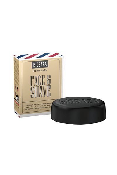Biobazam Face & Shaving Soap, with Patchouli Oil and Charcoal, BIOBAZA GENTLE[MEN], 100 g