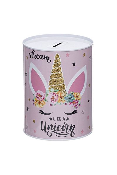 OEM Pink Unicorn Metal Piggy Bank Ø12x16cm