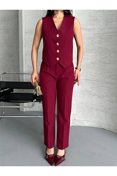 Ekim Store بدلة بليزر مزدوجة مع سترة بأزرار ذهبية وسراويل