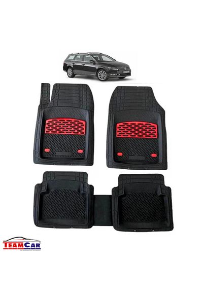 Generic TeamCar® Tray Type Car Mats Compatible with Volkswagen Passat B7 (2010–2014) Variant, Red