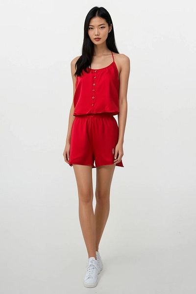 Ecrou Women's Red Strappy Jumpsuit