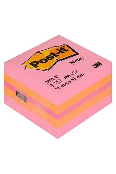 Post-it 3M 2051p ورق ملاحظات لاصق 51 × 51 مم 400 ورقة - درجات وردية