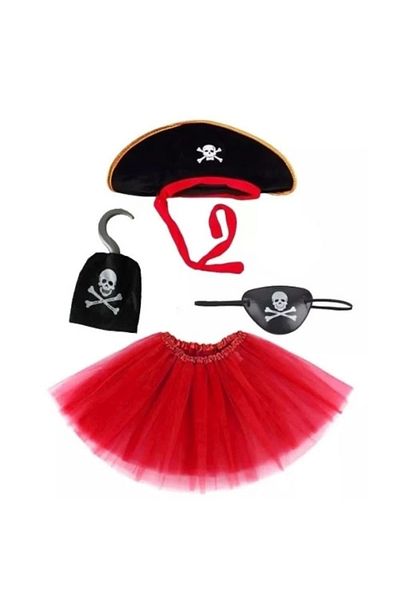 Lenaca Pirate Hat Skirt Hook And Eye Mask Costume Set Girl