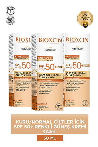 Bioxcin Sun Care Kuru Ciltler Için Güneş Kremi Spf 50 50 ml - Renkli 3 adet
