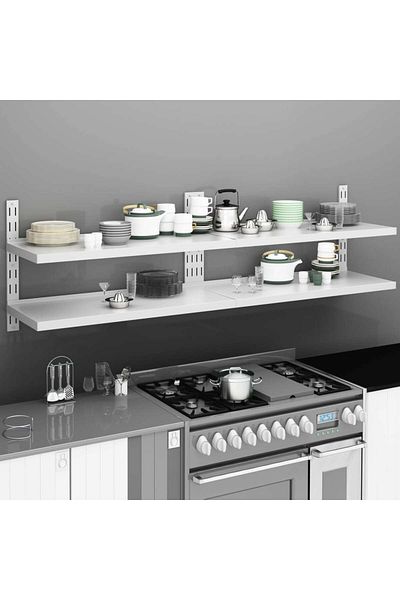 vidaxl 2-Tier Floating Wall Shelves 2 pcs Stainless Steel 200x30 cm
