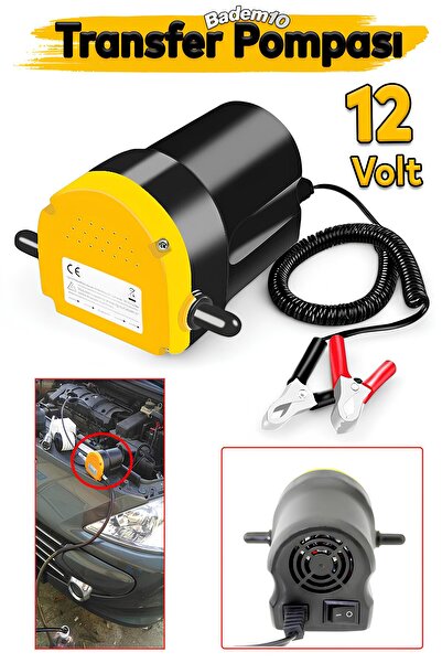 Badem10 Araba Araç Otomobil Benzin Mazot Su Pompası 12V 60W Motor Yağı Yakıt Transfer İkmal Aktarma Pompası