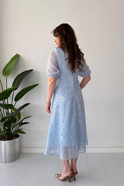 MaziButik Embossed Dress Baby Blue