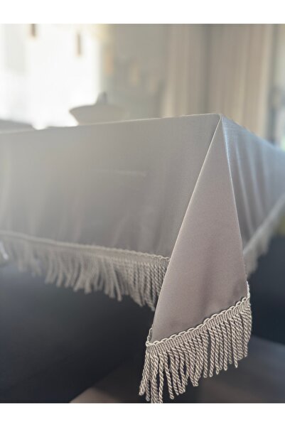 AYDINDOKUMA Emerald Fabric Table Cloth Dowry Set Tassel Table Cloth Runner 6Pcs Napkins Tassels Fringed