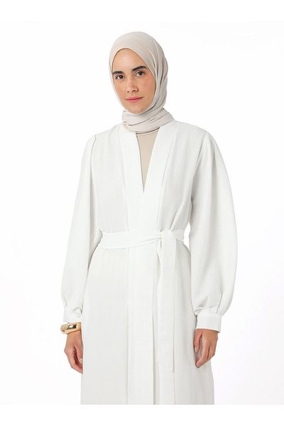 Refka Abaya cu detaliu de șireturi - Alb - Refka