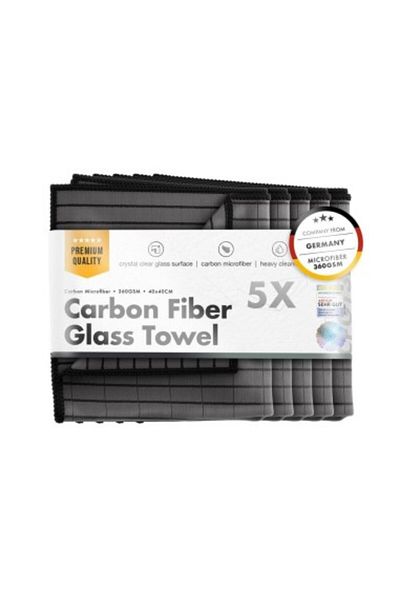 Chemicalworkz Set de 5 lavete din microfibră de carbon pentru sticlă Chemicalworkz Prosop din fibră de carbon pentru sticlă 360GSM, 40×40cm