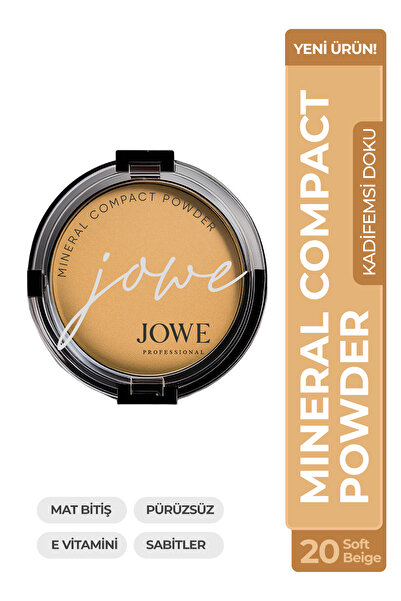 JOWE Mineral Compact Powder Kusursuz Mat Bitişli Kompakt Pudra - 20 Soft Beige