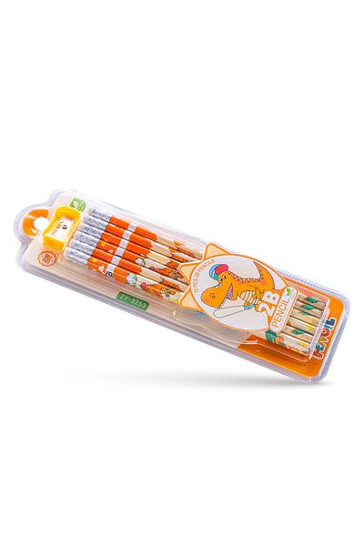 Eazy Kids 12 - Pack 2B Pencils w/ Eraser Includes Sharpener - Orange