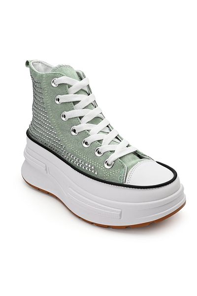 Tmall High-top sneakers with pebbles on the flatform sole, 1251, Green