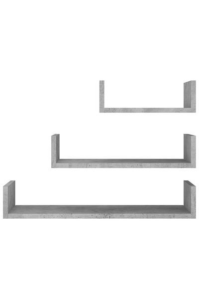 vidaxl Wall Display Shelf 3 pcs Concrete Grey Engineered Wood