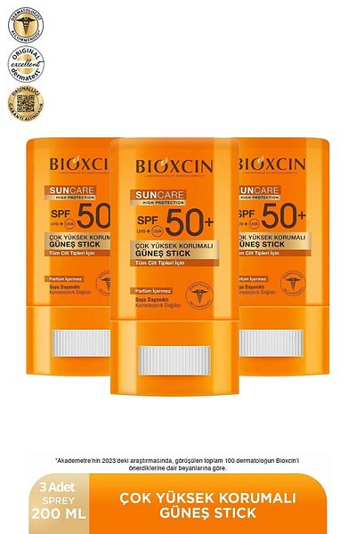 Bioxcin Sun Care Stick Spf 50 High Protection Sunscreen for Sensitive Areas 3 Pcs