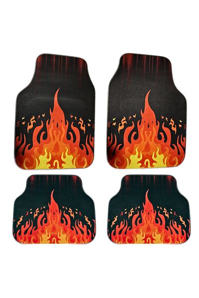 Generic DECOMAT 3D universal car mats – set of 4 pieces with flame print, washable, non-slip