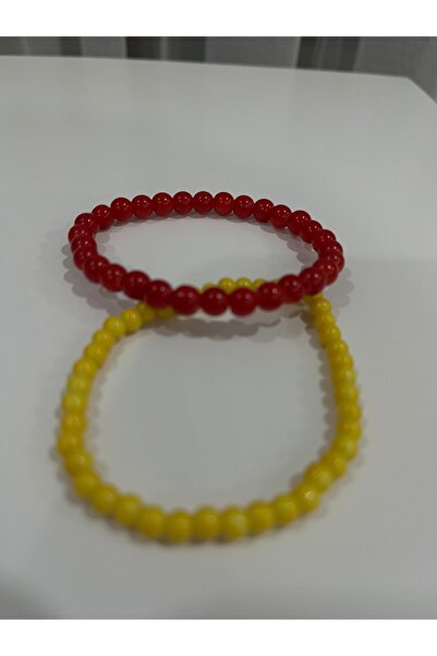 süslühome Taraftar Galatasaray Çift Bileklik Hediyelik Taraftar 2 li Kombin Bileklik seti Unisex