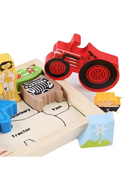OEM Educational Wooden Puzzle for Kids - 26 Pieces - 3D Colored Puzzle with Cartoon Designs, Montessori