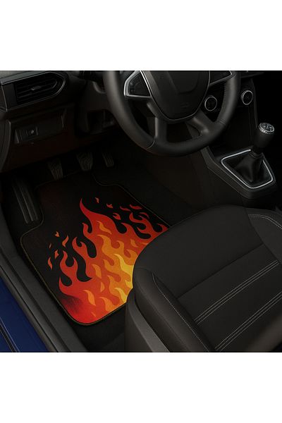 Generic DECOMAT 3D universal car mats – set of 4 pieces with flame print, washable, non-slip