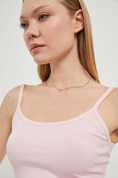 Arma Life Women's Thin Strap Summer Basic Pink Tight Crop Tank Top