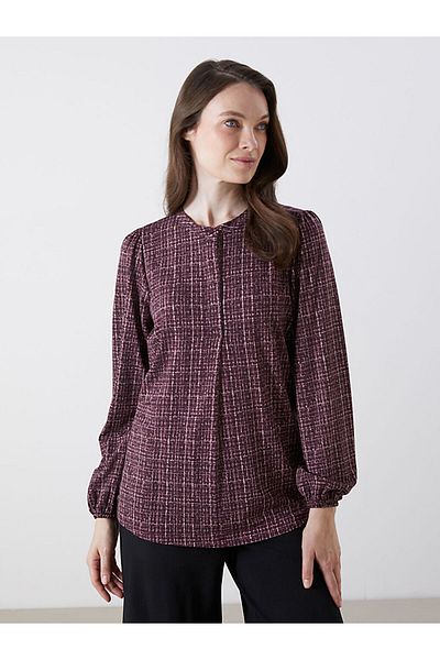 LC Waikiki Νέα σεζόν Γυναικεία Μπλούζα με μοτίβο Judge Collar - S5KF32Z8