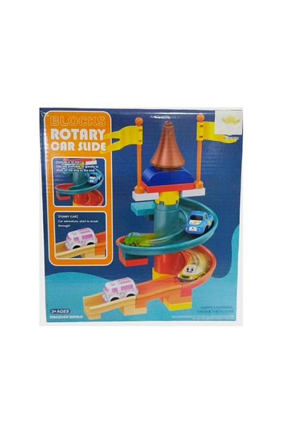 rexa Blocks Rotary Car Slide Building Set with Toy Cars for Kids