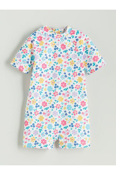 LC Waikiki New Season Crew Neck Floral Baby Girl Swimsuit - S5Or73Z1