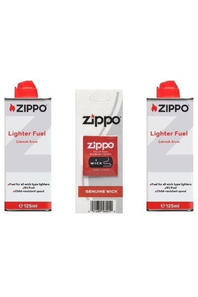 Zippo Çakmak İkmal Seti 2 Bidon Benzin 1 Fitil Set6