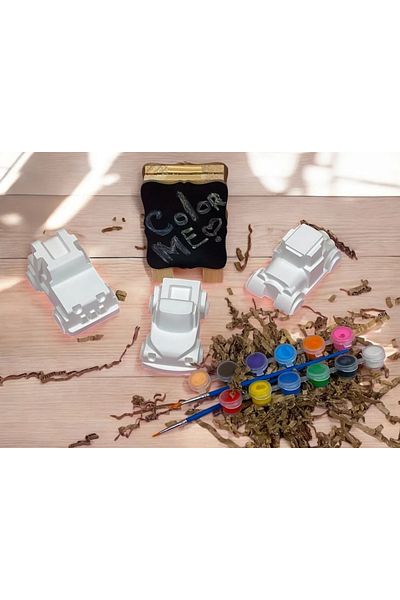 Oyunla Sanat Children's Educational Activity Giant Stone Painting Set 3-Piece Car Paint and Brush Set