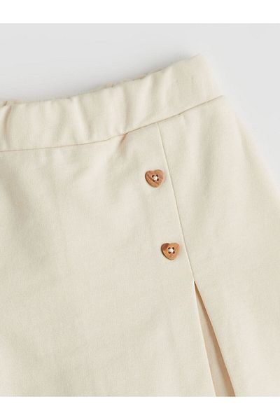 LC Waikiki Beige Basic Cotton Girl's Shorts Skirt