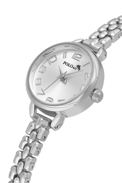 Polo Air ساعة يد نسائية برقائق صغيرة لون فضي PL-1541B2x