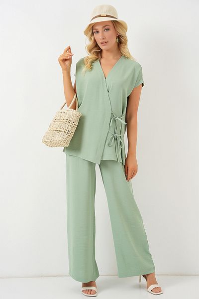 Bigdart Women's Short Sleeve Lace-Up Ayrobin Double Suit 6741 - E.Green