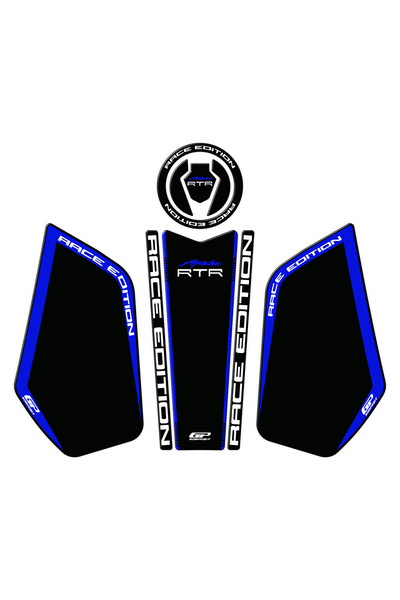 GP KOMPOZİT GP Kompozit TVS Apache RTR 200 2024 Uyumlu Tank Pad Seti Siyah - Mavi