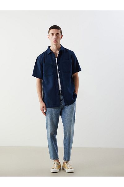 LC Waikiki Cămașă de jeans pentru bărbați, cu mâneci scurte, sezon nou - S5LU93Z8