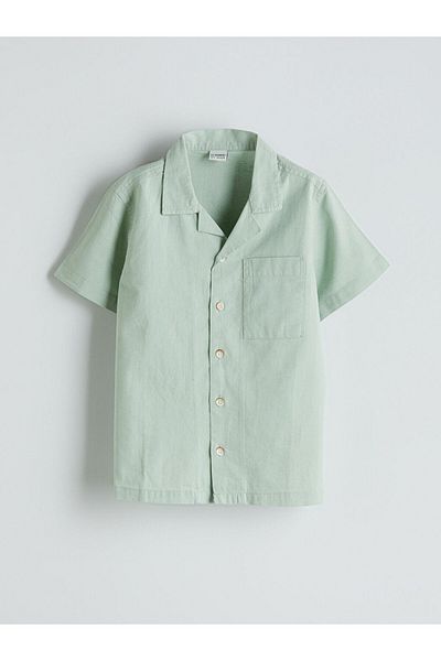 LC Waikiki Green Linen Blend Boy's Shirt