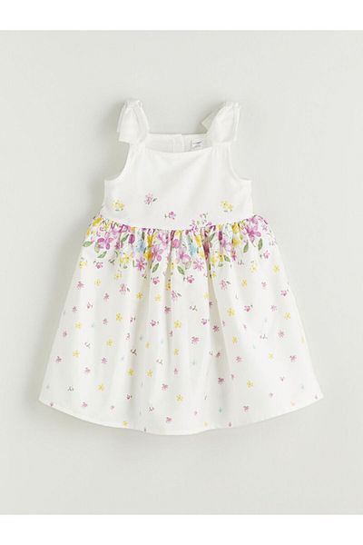 LC Waikiki Rochie pentru fetiță din satin floral cu guler pătrat sezon nou - S5GH10Z1
