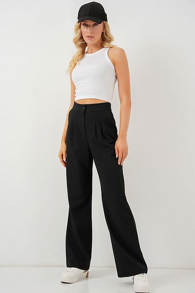Bigdart 6638 High Waist Palazzo Trousers - D. Black