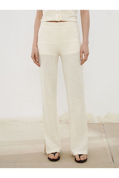 LC Waikiki New Season Elastic Waist Self Patterned Women's Trousers - S5Nm43Z8