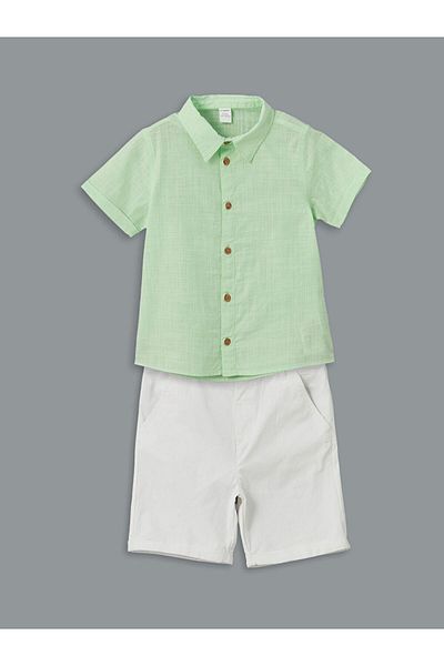 LC Waikiki Short Sleeve Basic Baby Boy Shirt and Shorts Set of 2