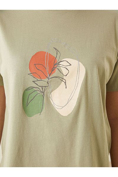 LC Waikiki Νέα σεζόν γυναικείο μπλουζάκι με στάμπα Crew Neck - S5FP59Z8